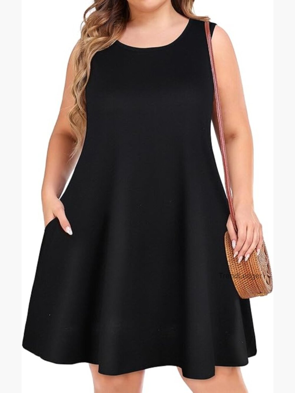 Plus Size Sleeveless Tank Sundress with Pockets Floral Swing Dress
